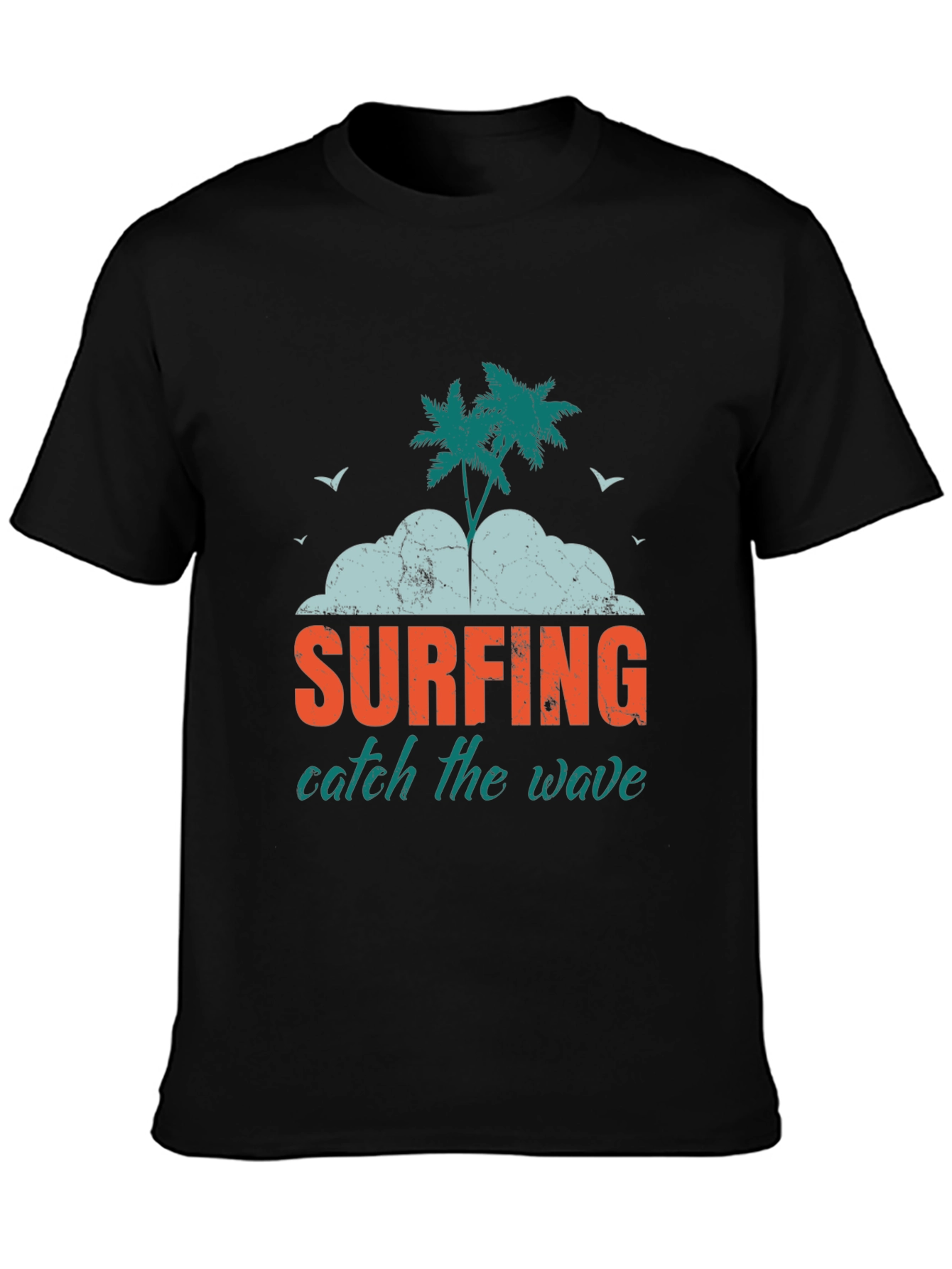 Surfing Catch the Wave Graphic Tee - Black