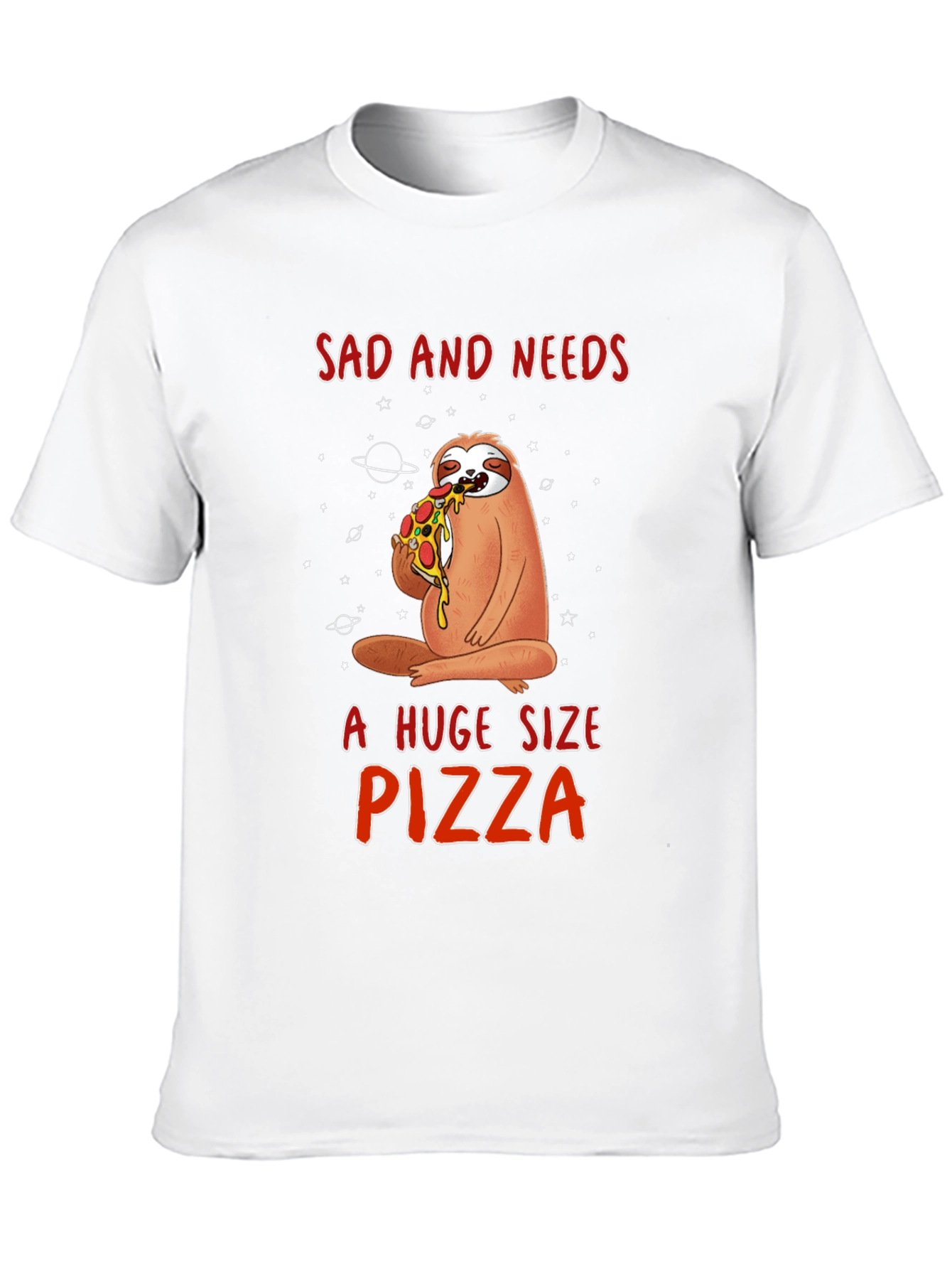 Sad Sloth Pizza Lover Graphic Tee