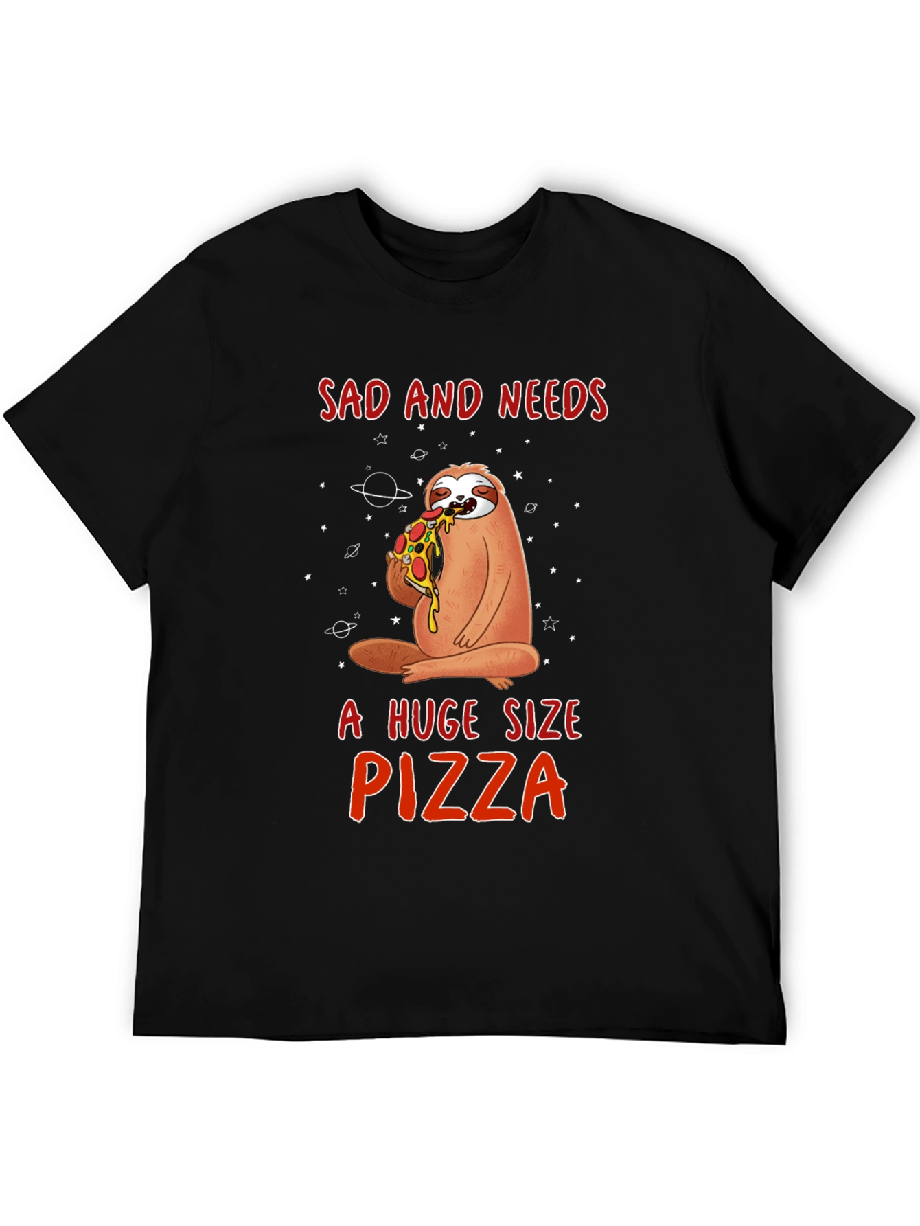 Sad Sloth Pizza Lover Graphic Tee