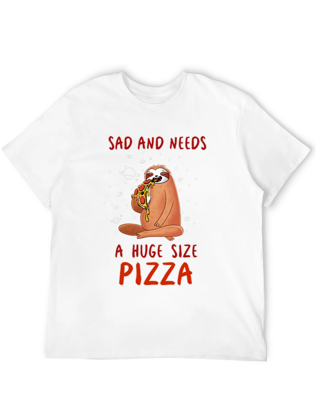 Sad Sloth Pizza Lover Graphic Tee