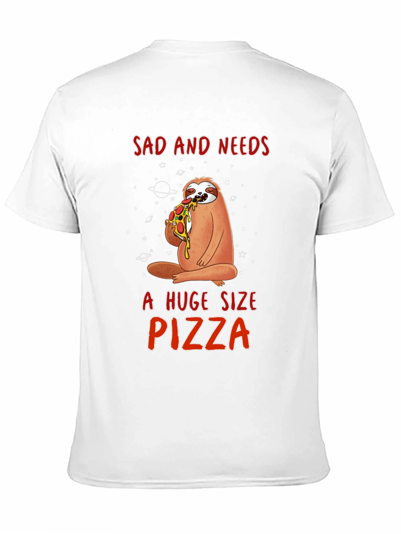 Sad Sloth Pizza Lover Graphic Tee