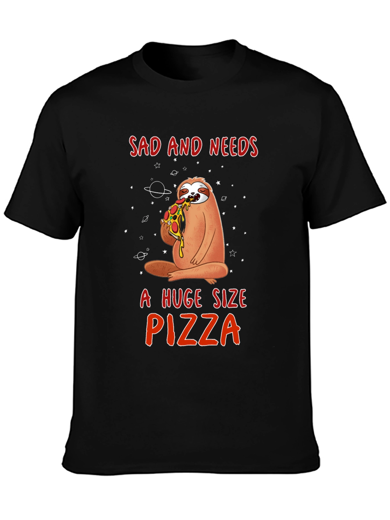 Sad Sloth Pizza Lover Graphic Tee