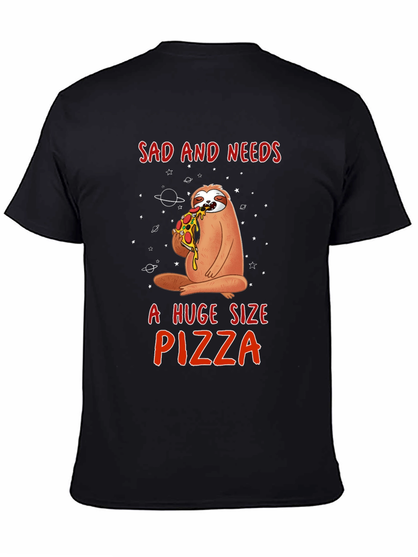 Sad Sloth Pizza Lover Graphic Tee