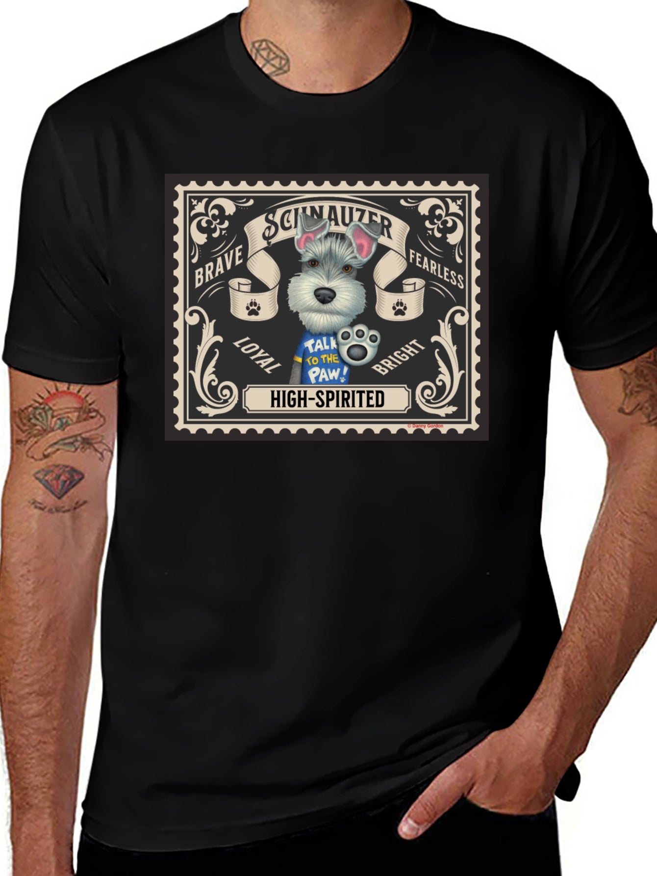 Schnauzer Dog Stamp T-Shirt - Brave Fearless Loyal