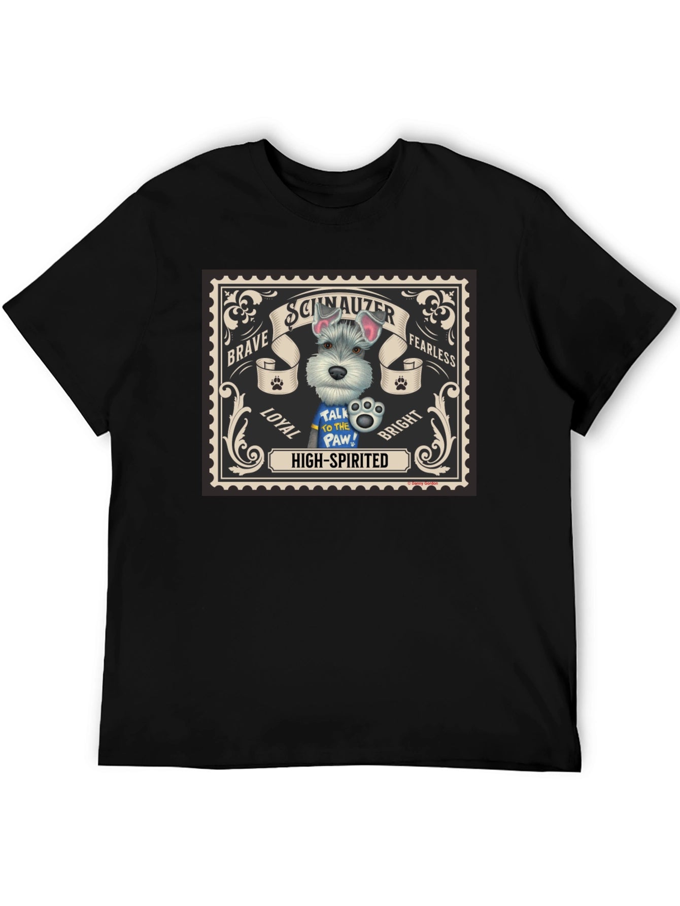 Schnauzer Dog Stamp T-Shirt - Brave Fearless Loyal