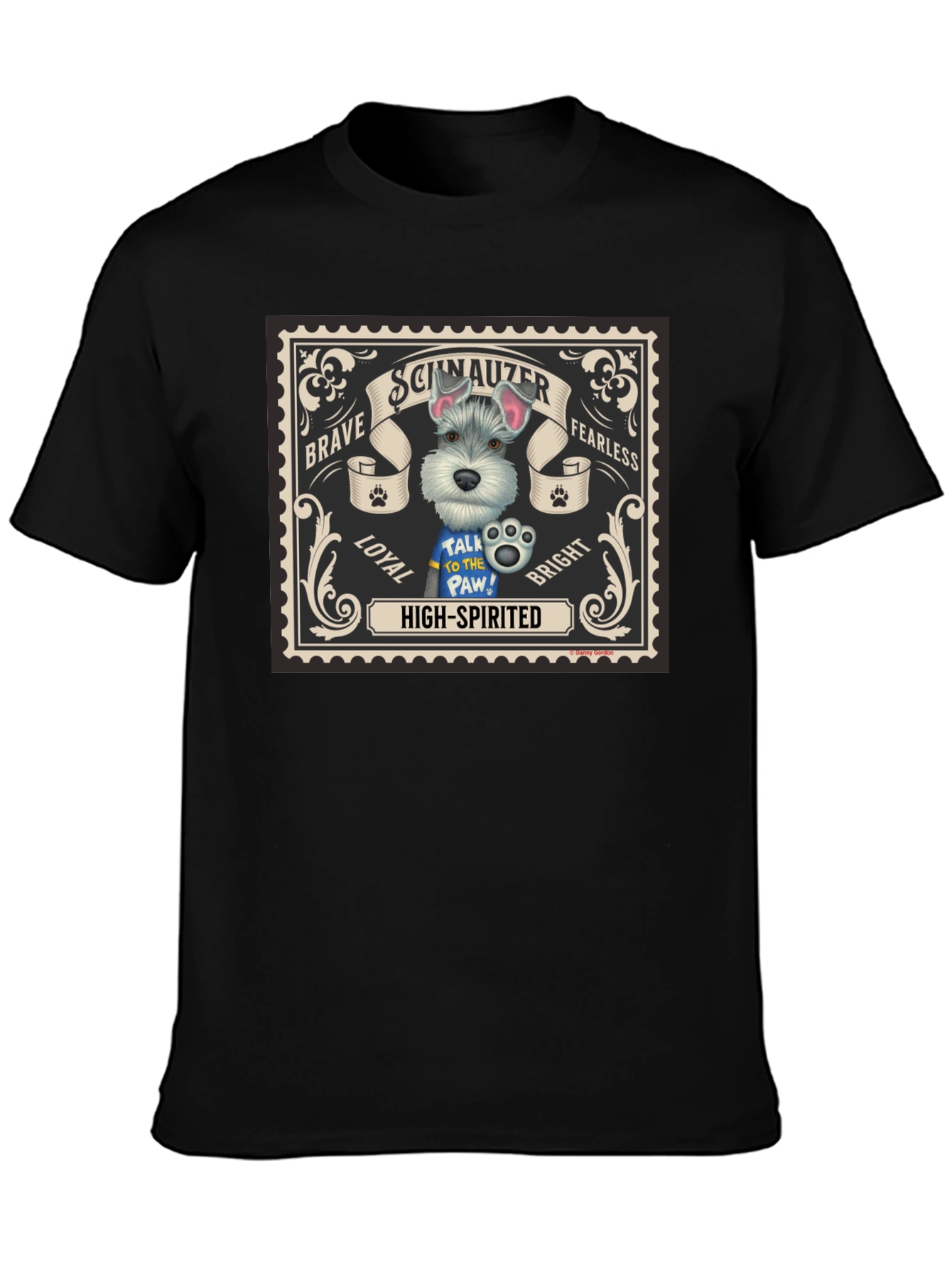 Schnauzer Dog Stamp T-Shirt - Brave Fearless Loyal