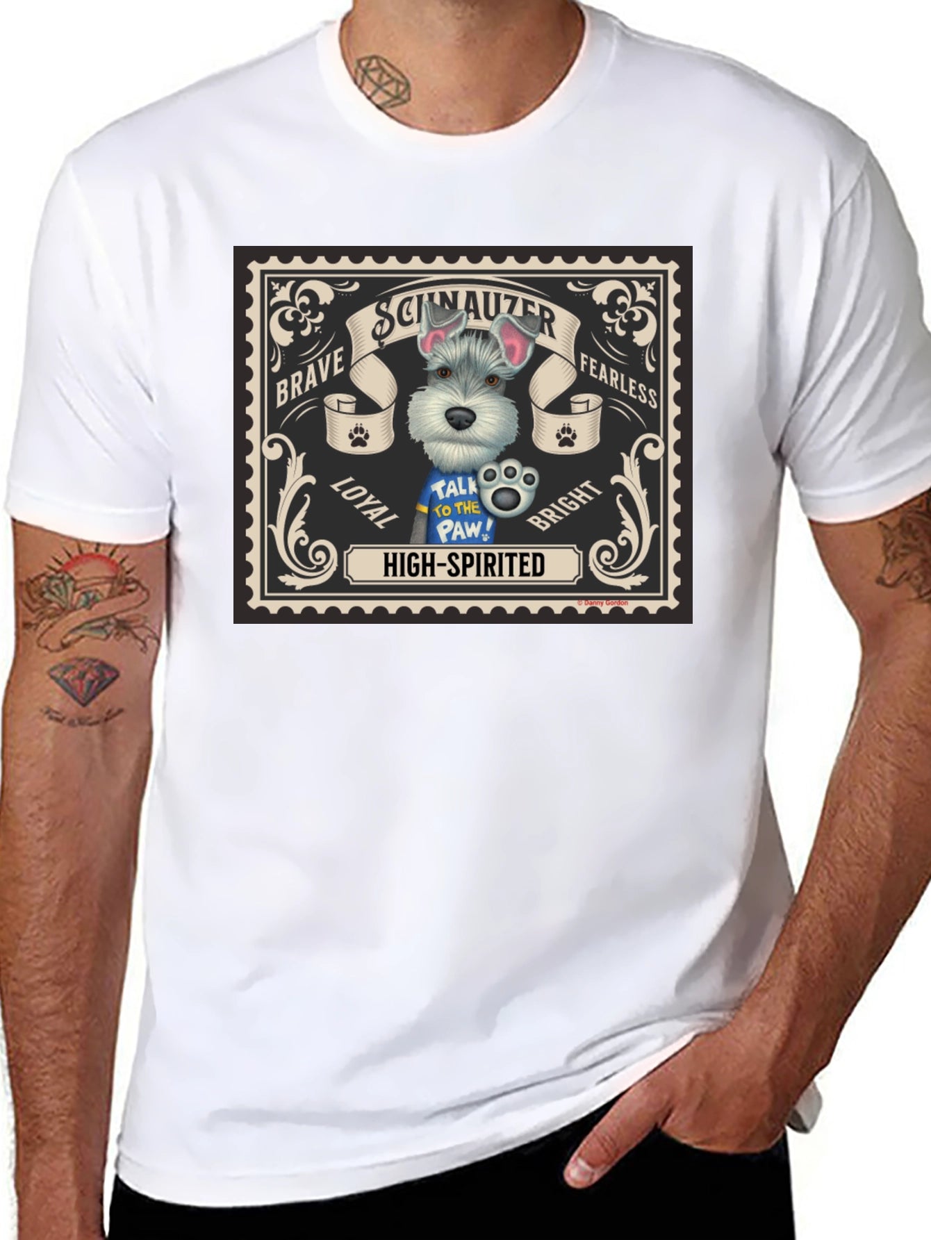 Schnauzer Dog Stamp T-Shirt - Brave Fearless Loyal