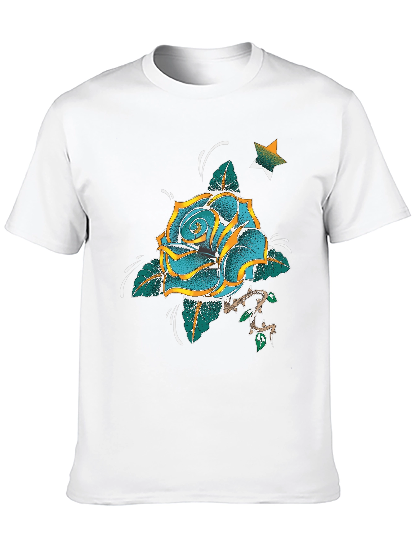 Rose & Star Graphic T-Shirt - Black