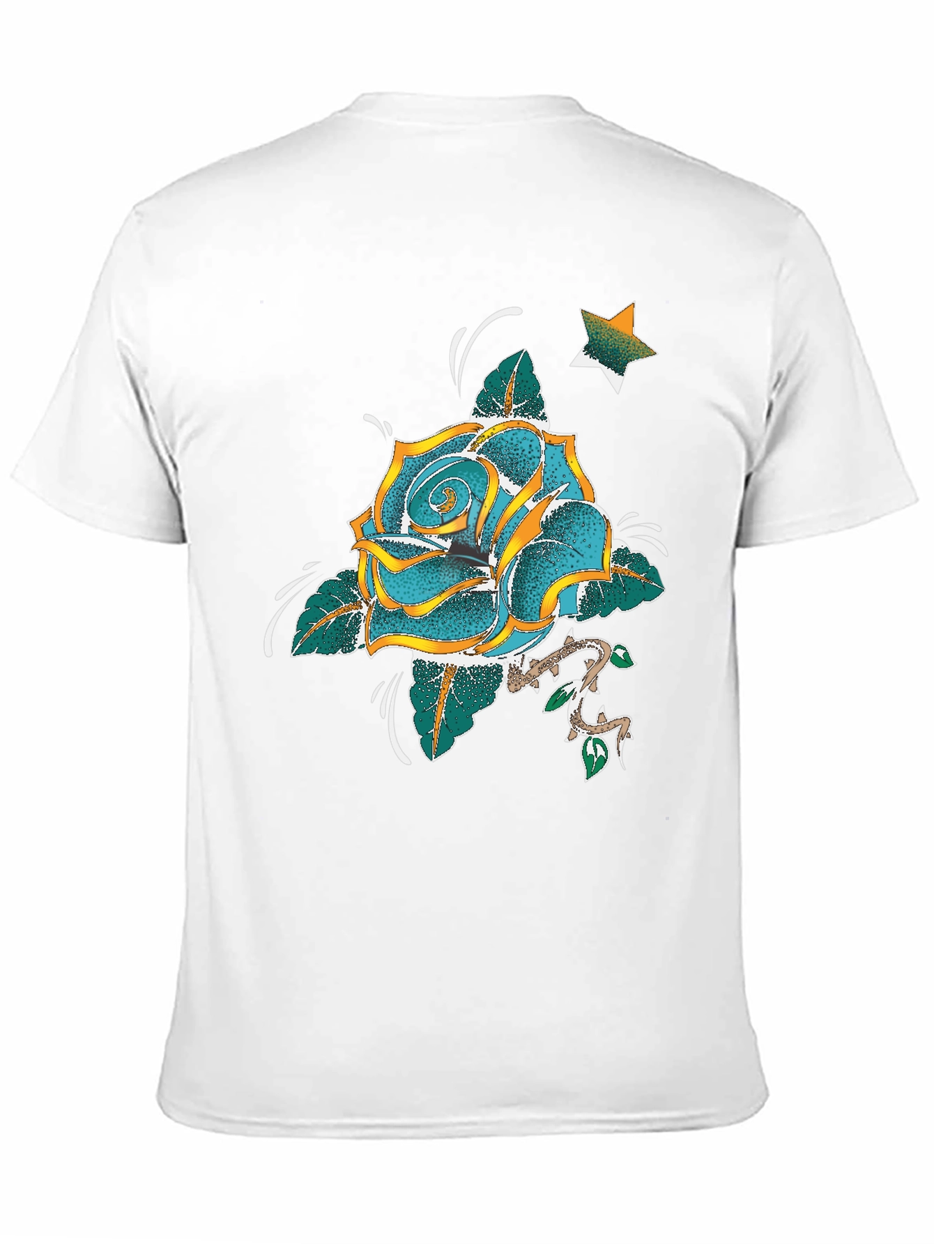 Rose & Star Graphic T-Shirt - Black