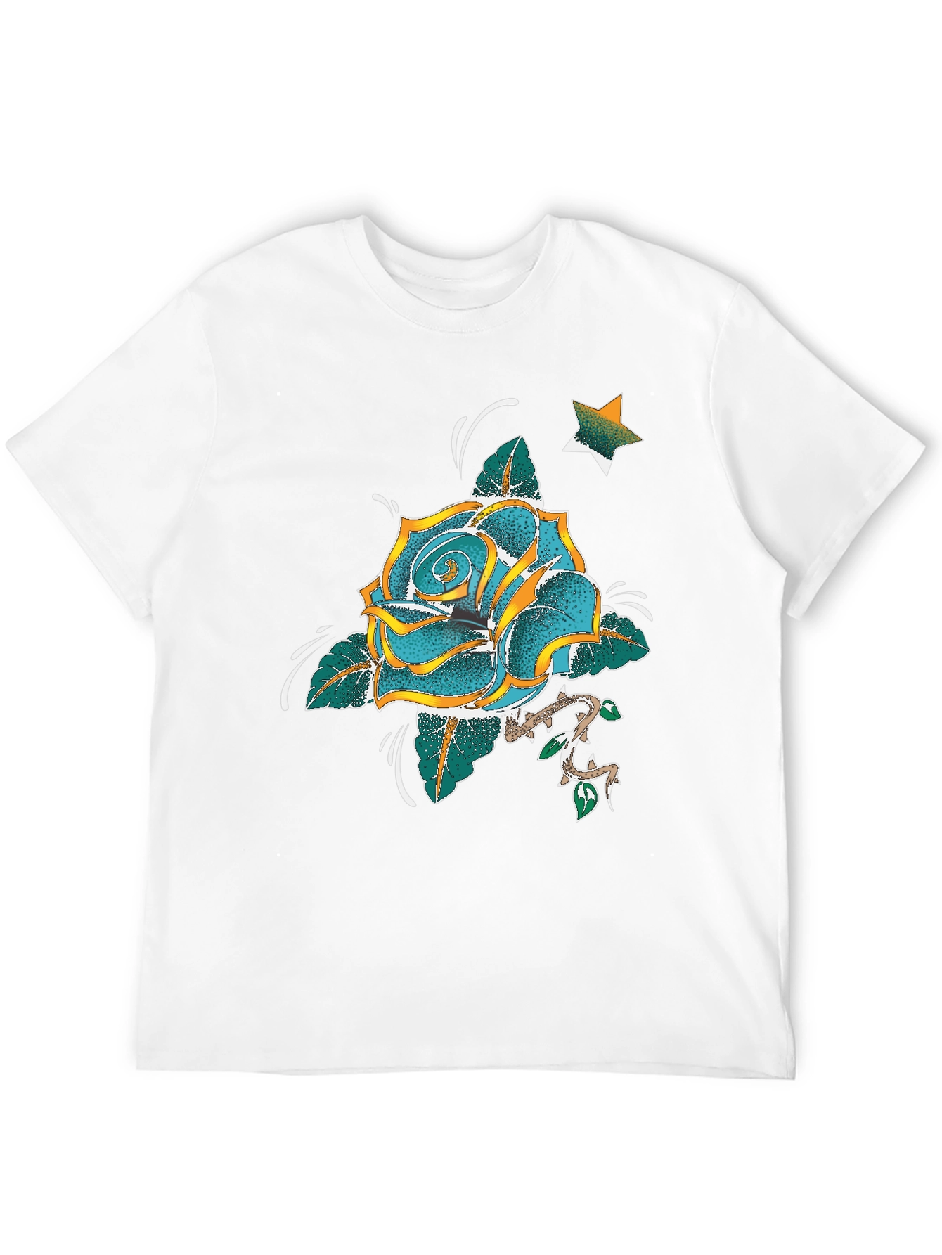 Rose & Star Graphic T-Shirt - Black