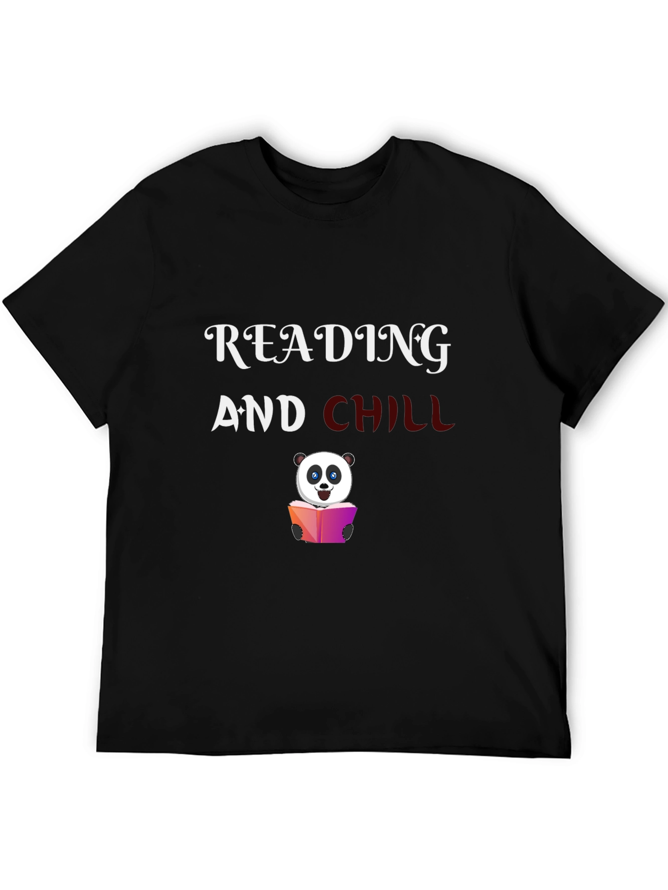 Reading Panda Graphic Tee - Black Cotton T-Shirt