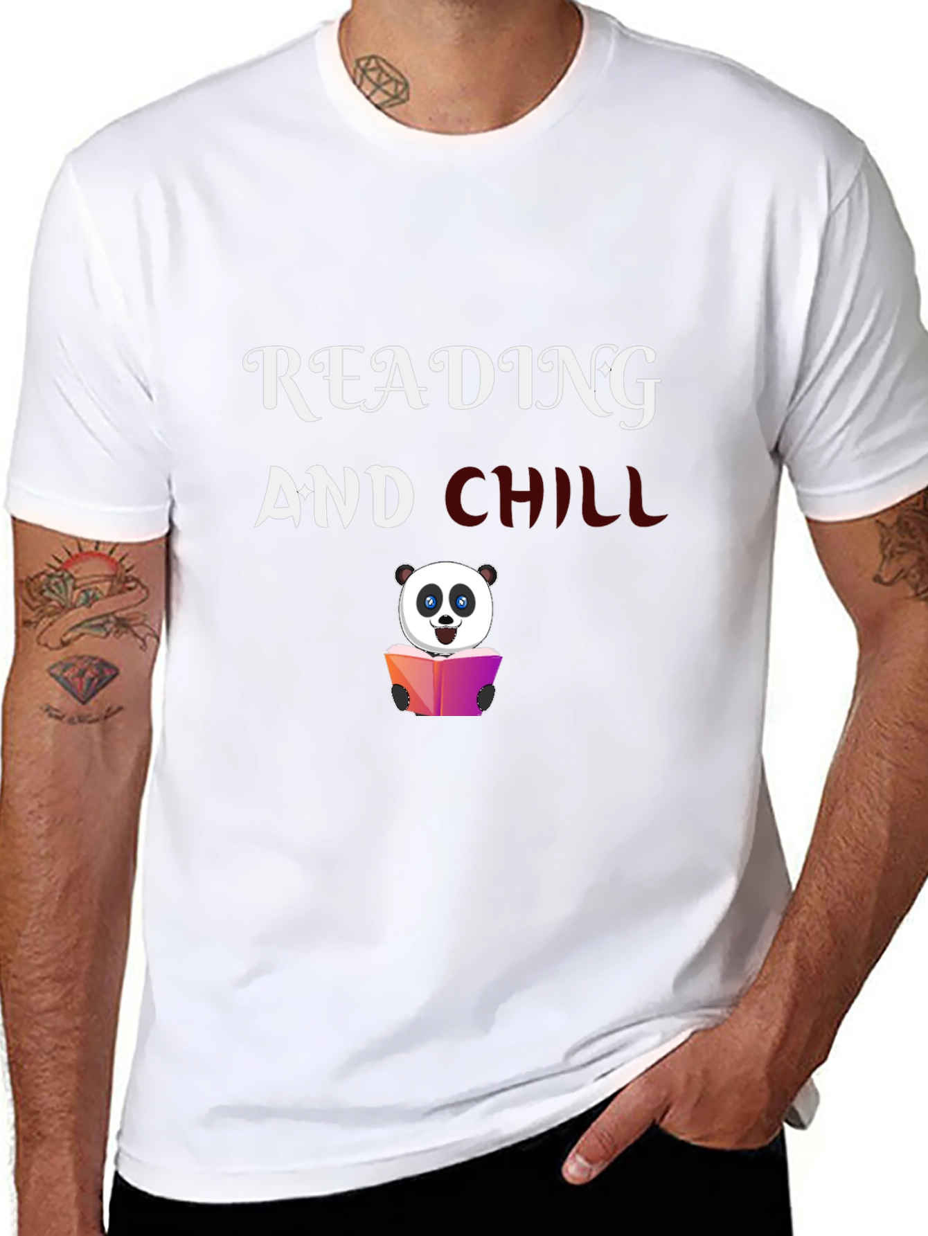 Reading Panda Graphic Tee - Black Cotton T-Shirt