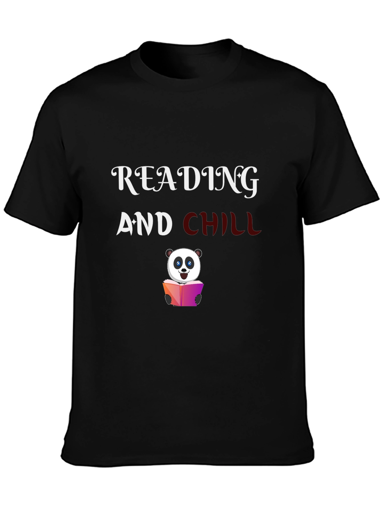 Reading Panda Graphic Tee - Black Cotton T-Shirt