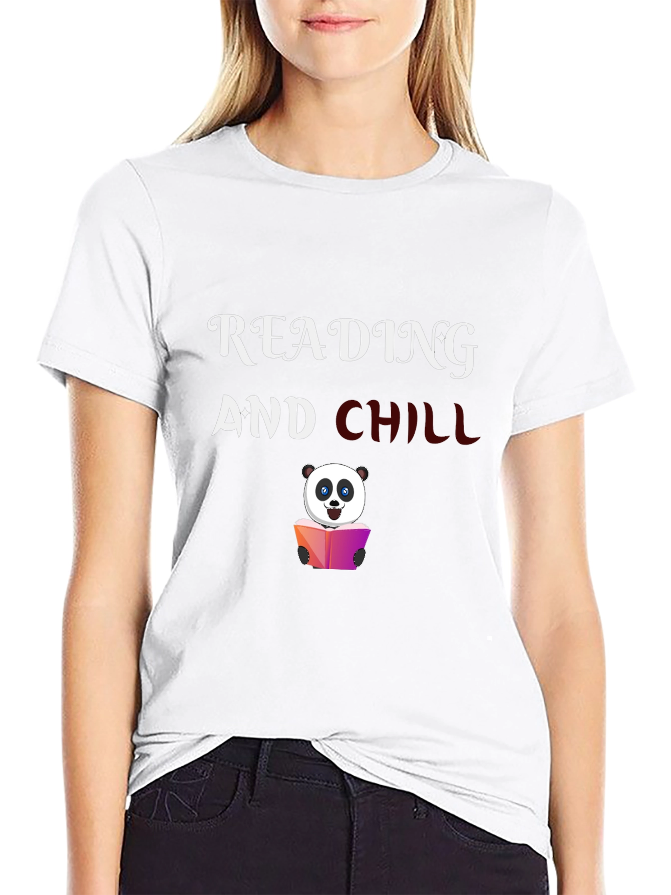 Reading Panda Graphic Tee - Black Cotton T-Shirt