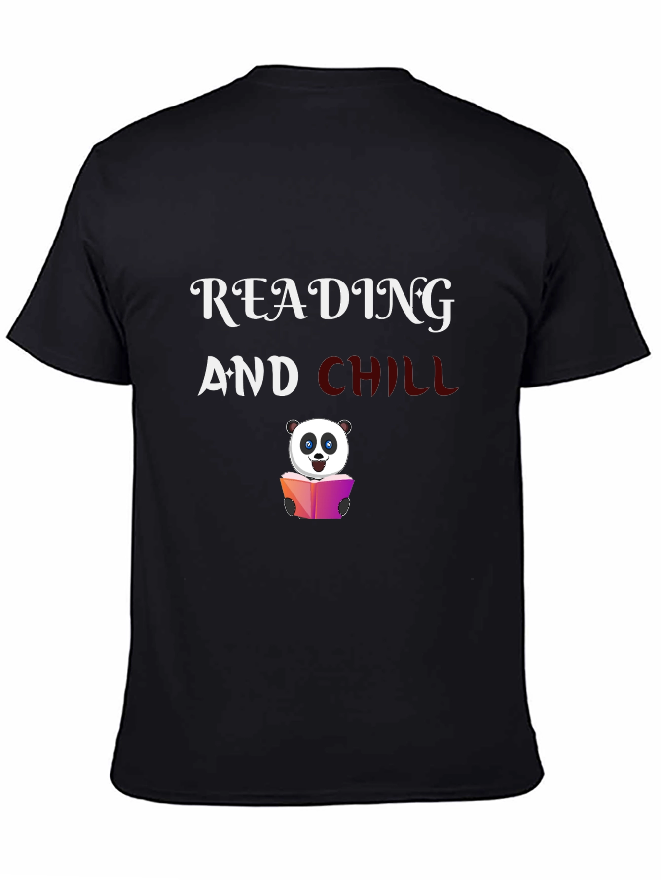 Reading Panda Graphic Tee - Black Cotton T-Shirt