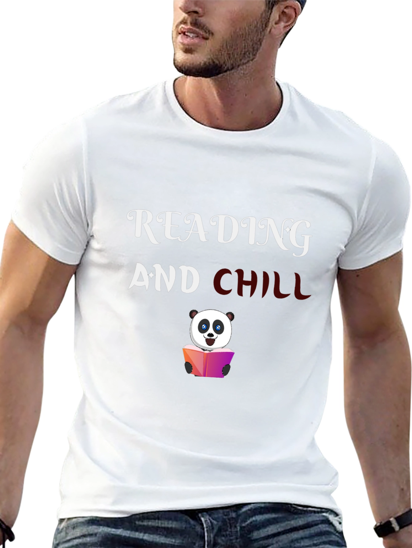 Reading Panda Graphic Tee - Black Cotton T-Shirt