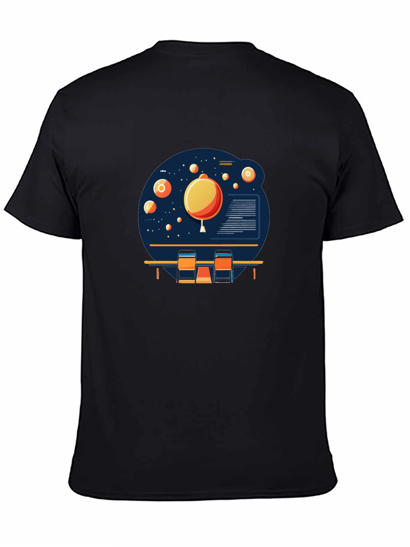 Space Scene Graphic Print Black T-Shirt