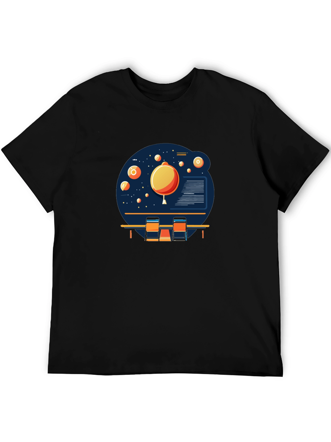 Space Scene Graphic Print Black T-Shirt