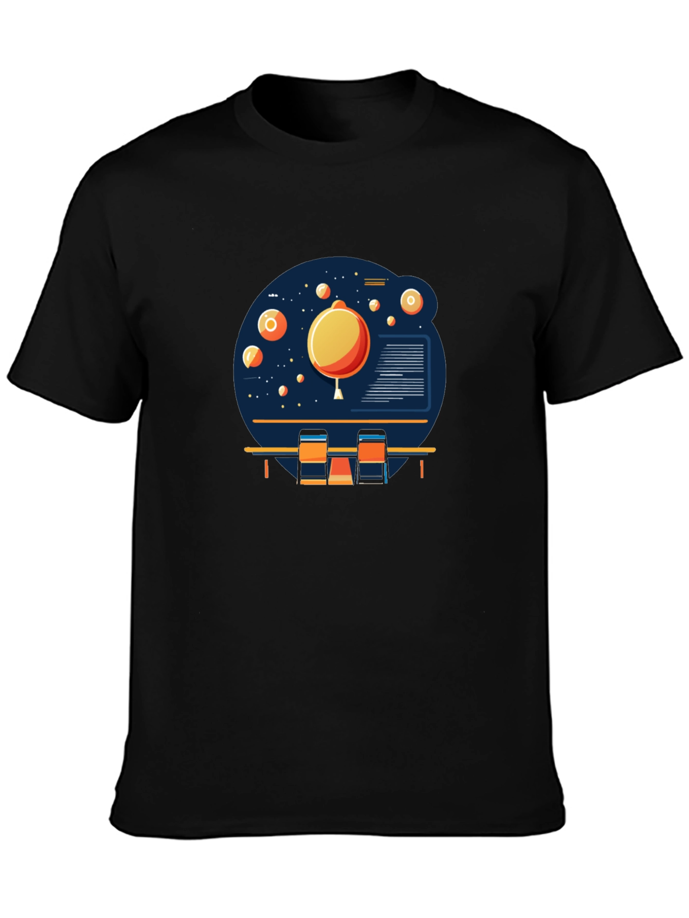 Space Scene Graphic Print Black T-Shirt