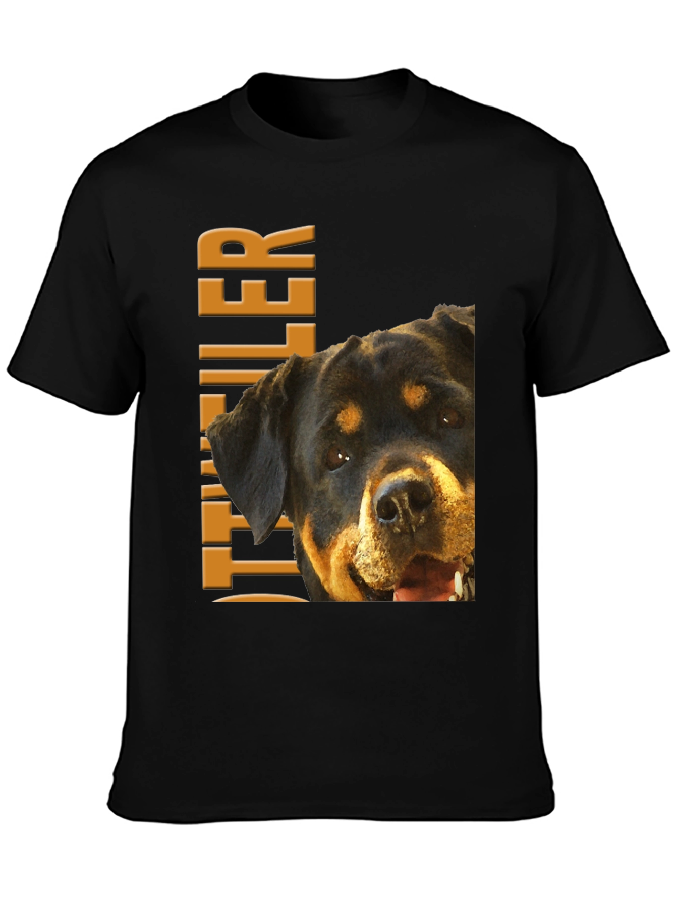 Rottweiler Dog Graphic Tee - Black Cotton T-Shirt