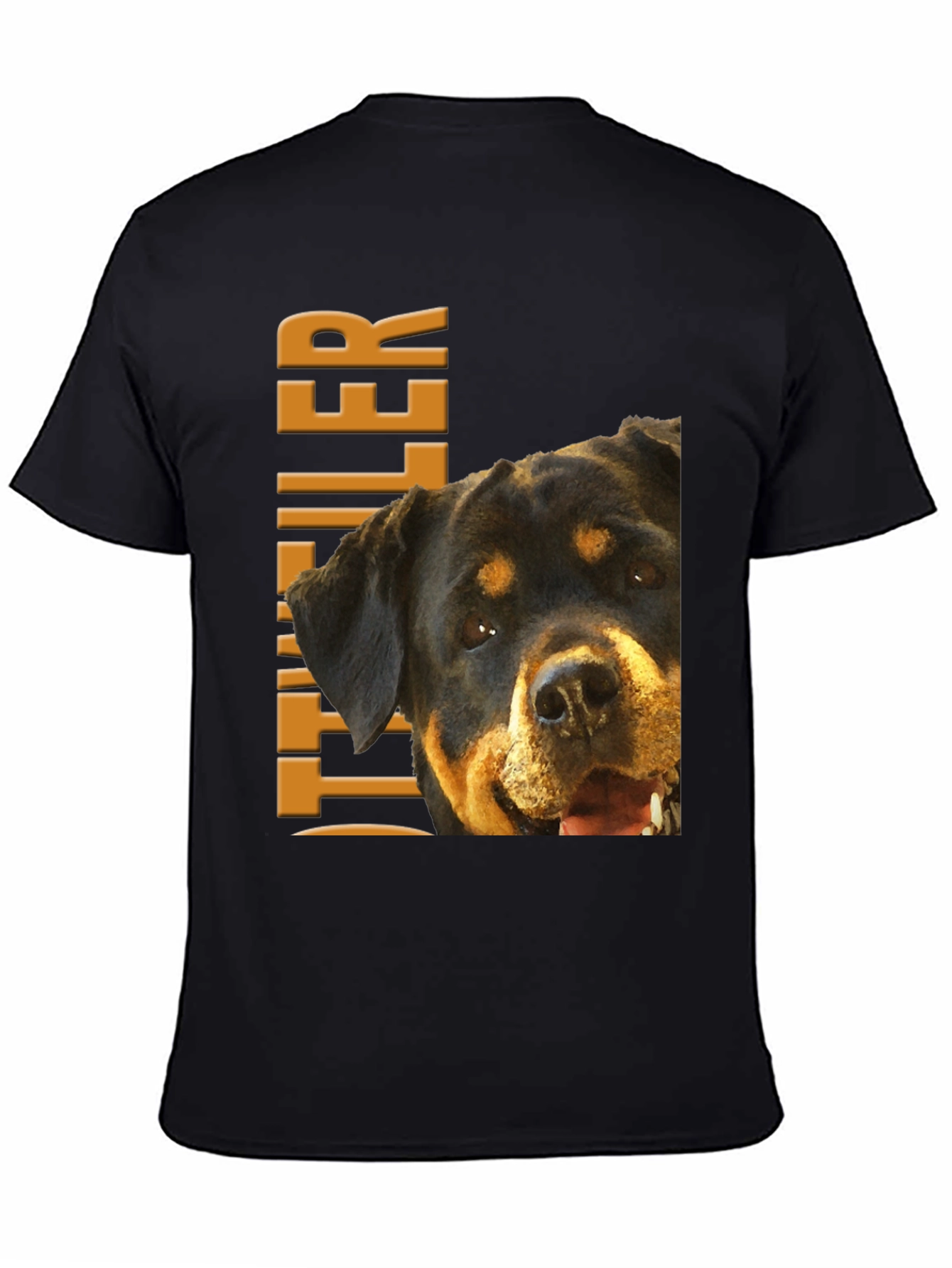 Rottweiler Dog Graphic Tee - Black Cotton T-Shirt