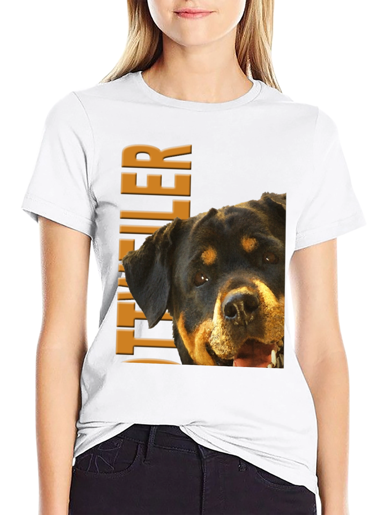 Rottweiler Dog Graphic Tee - Black Cotton T-Shirt