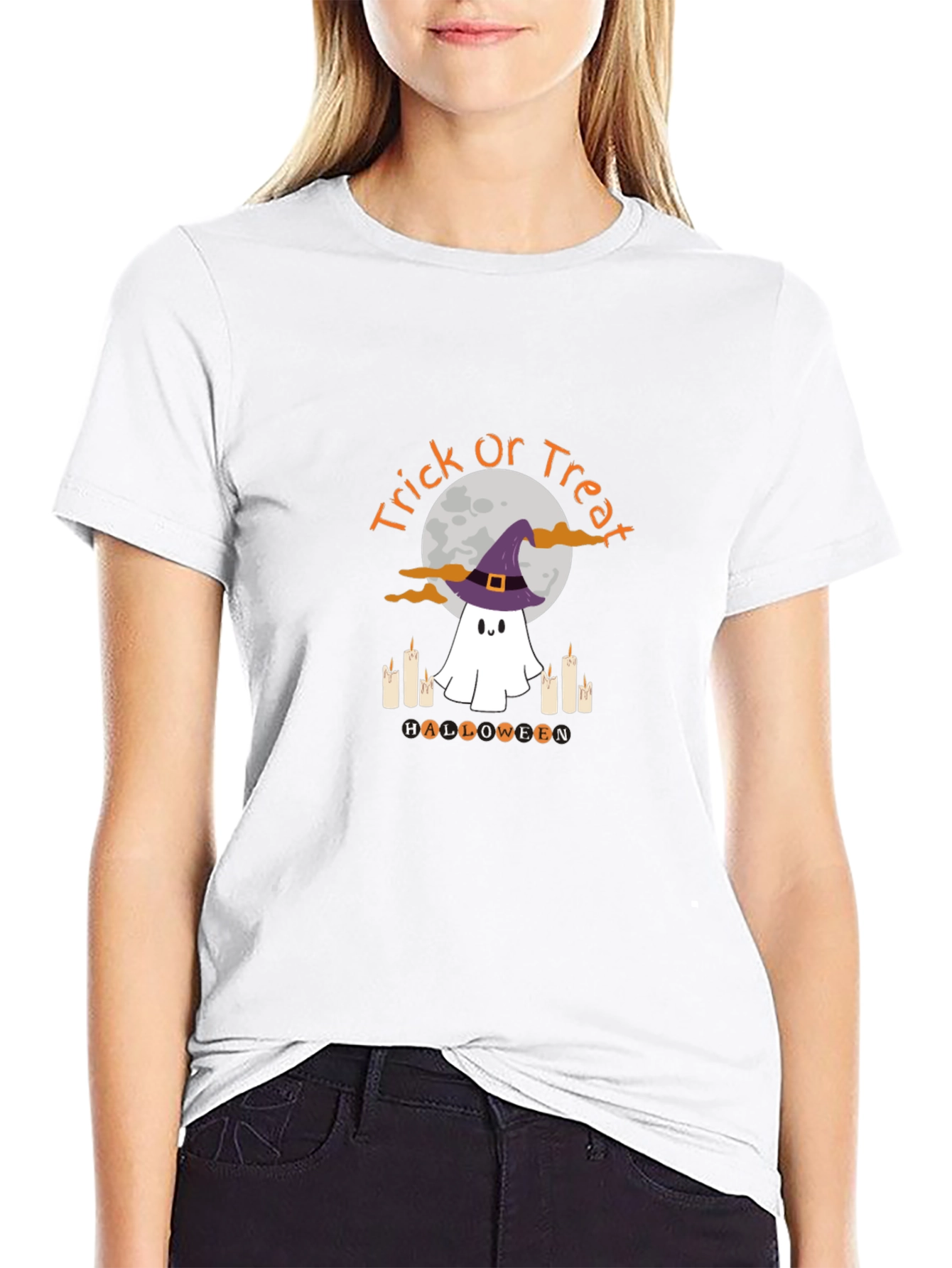 Halloween Ghost T-Shirt - Trick or Treat Design