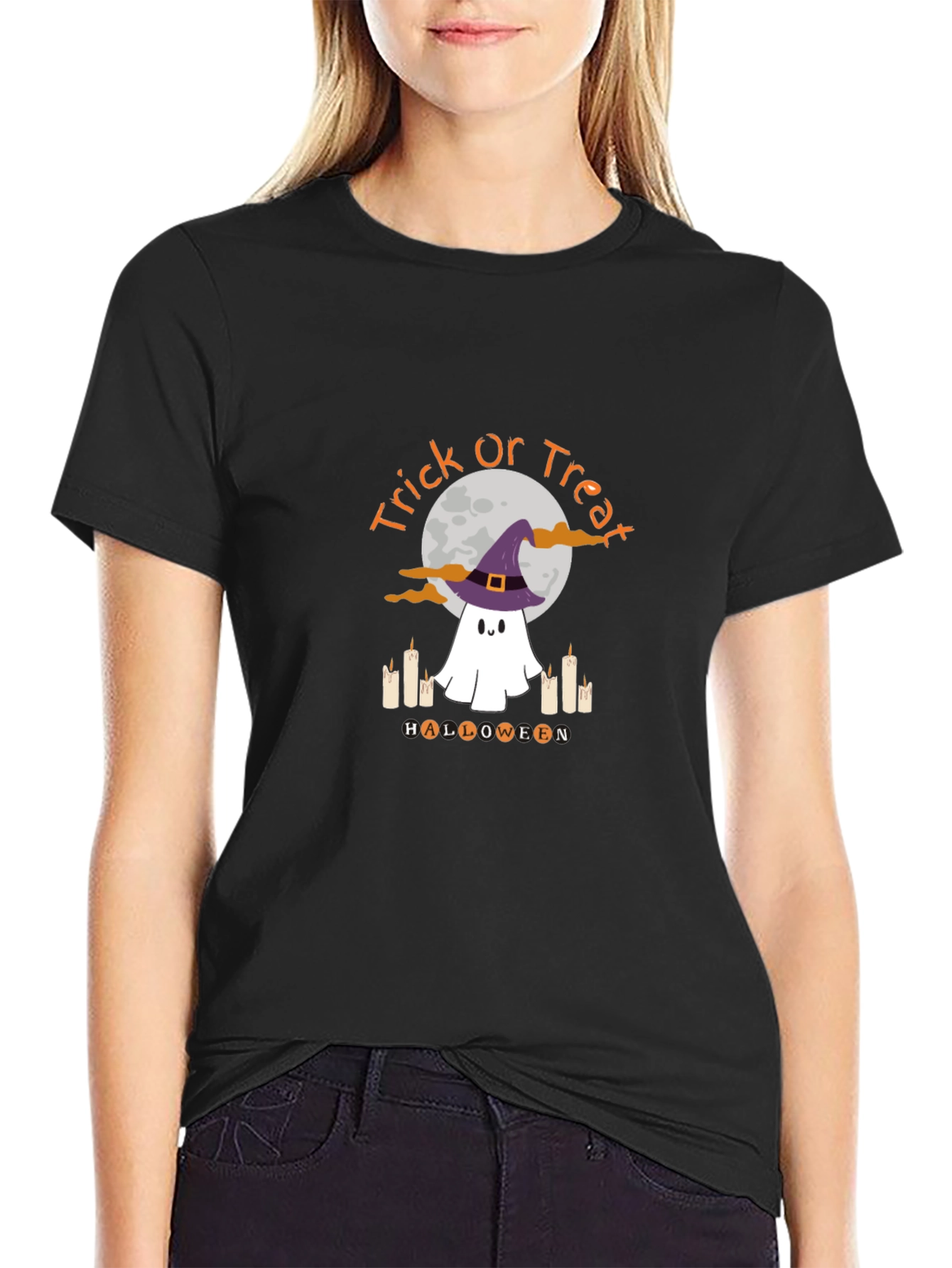 Halloween Ghost T-Shirt - Trick or Treat Design