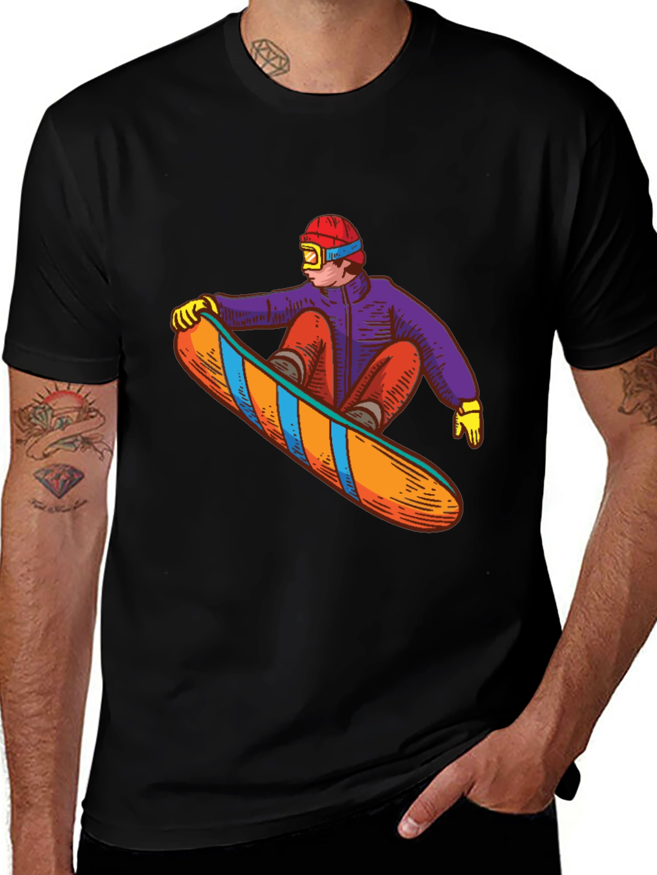 Snowboarder Graphic Tee - Stylish Black T-Shirt