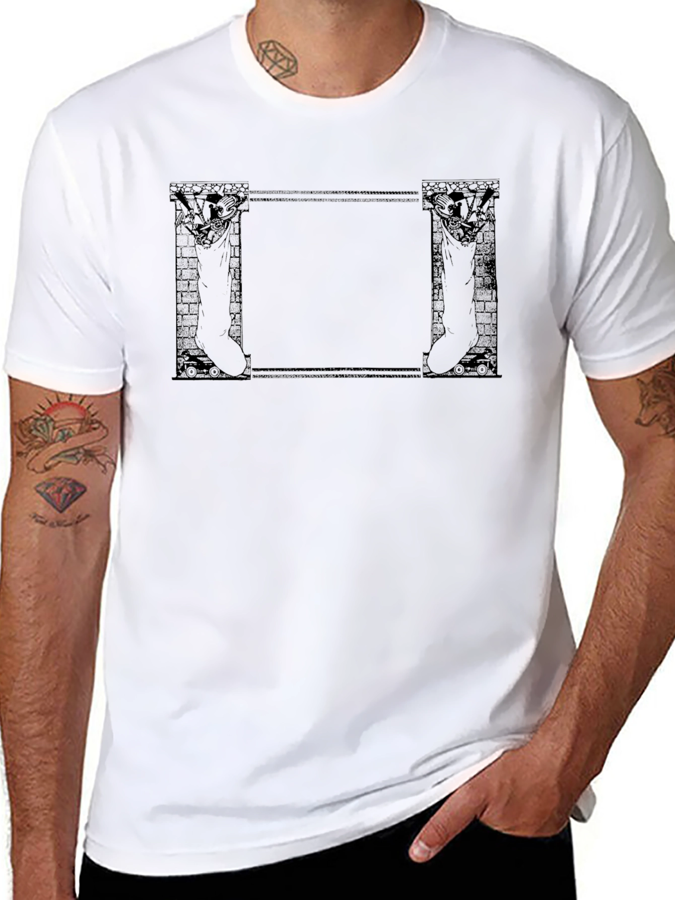 Festive Christmas Stocking Frame T-Shirt