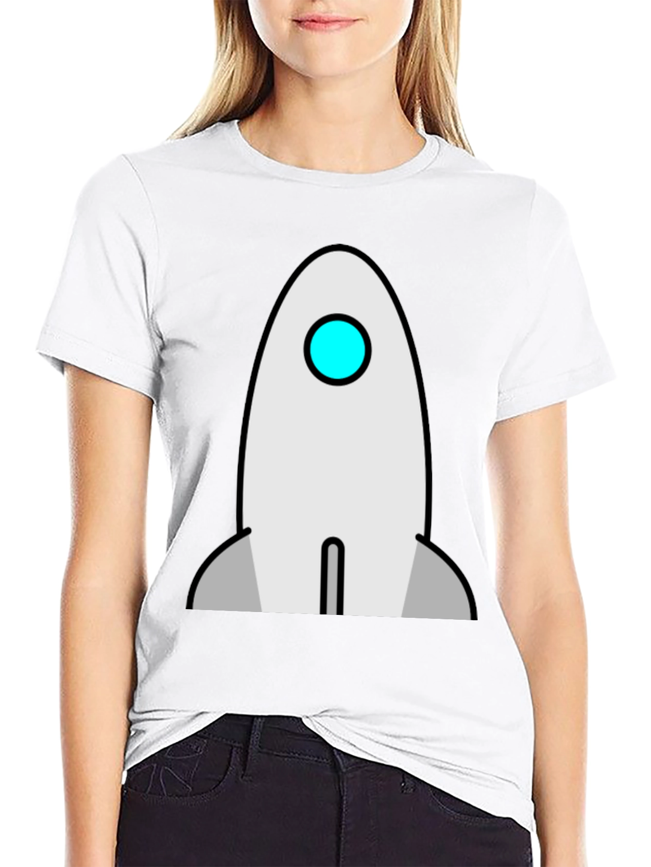 Rocket Graphic T-Shirt - Black Cotton Crew Neck Tee