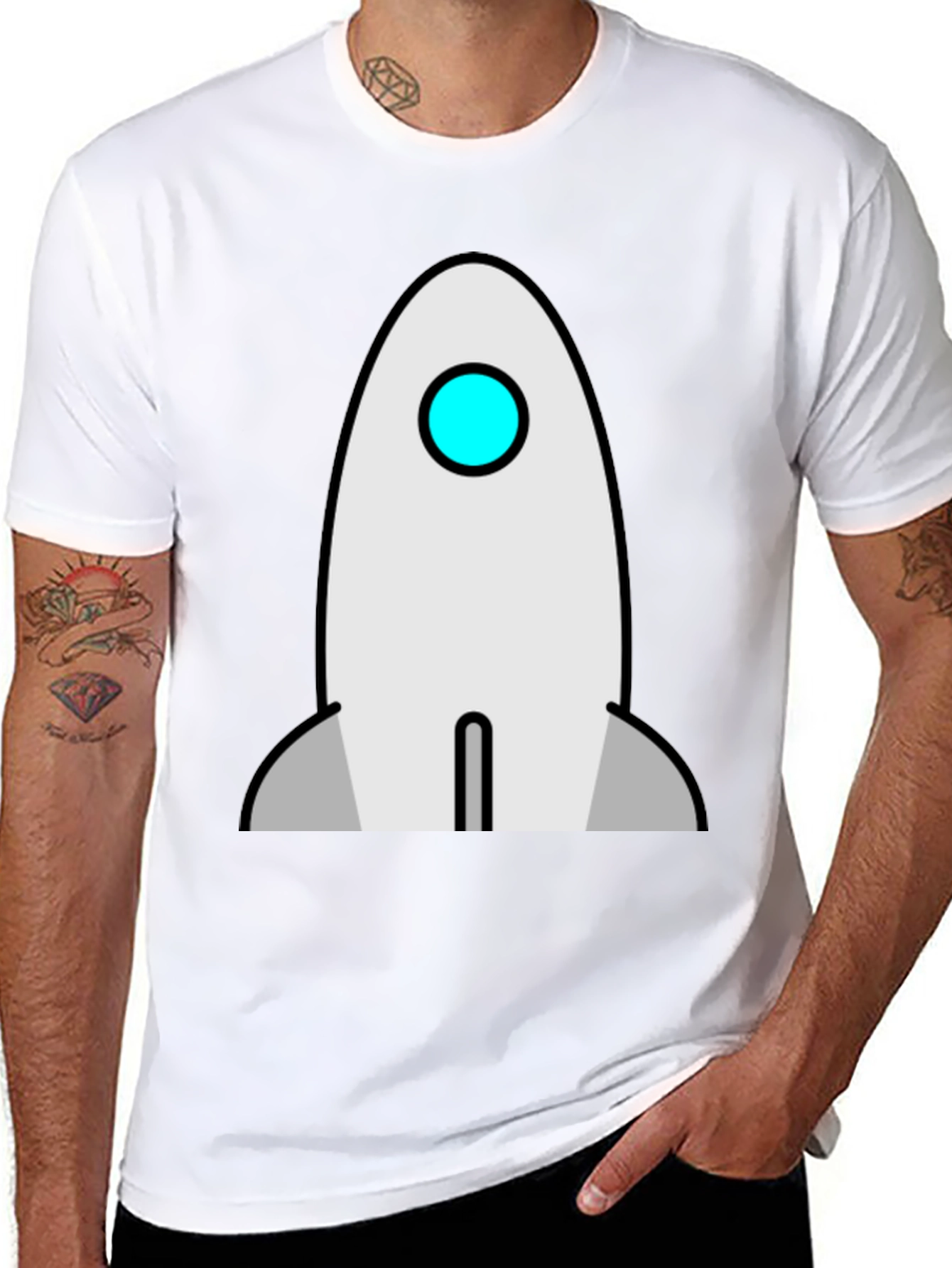 Rocket Graphic T-Shirt - Black Cotton Crew Neck Tee