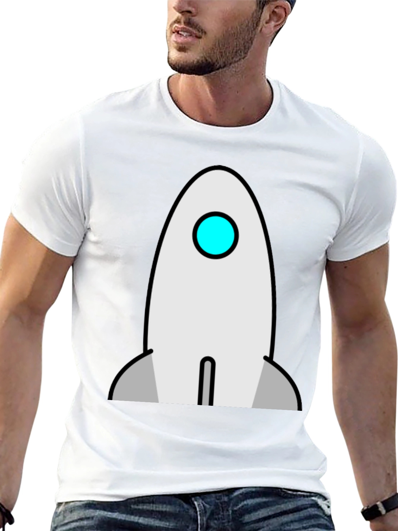 Rocket Graphic T-Shirt - Black Cotton Crew Neck Tee