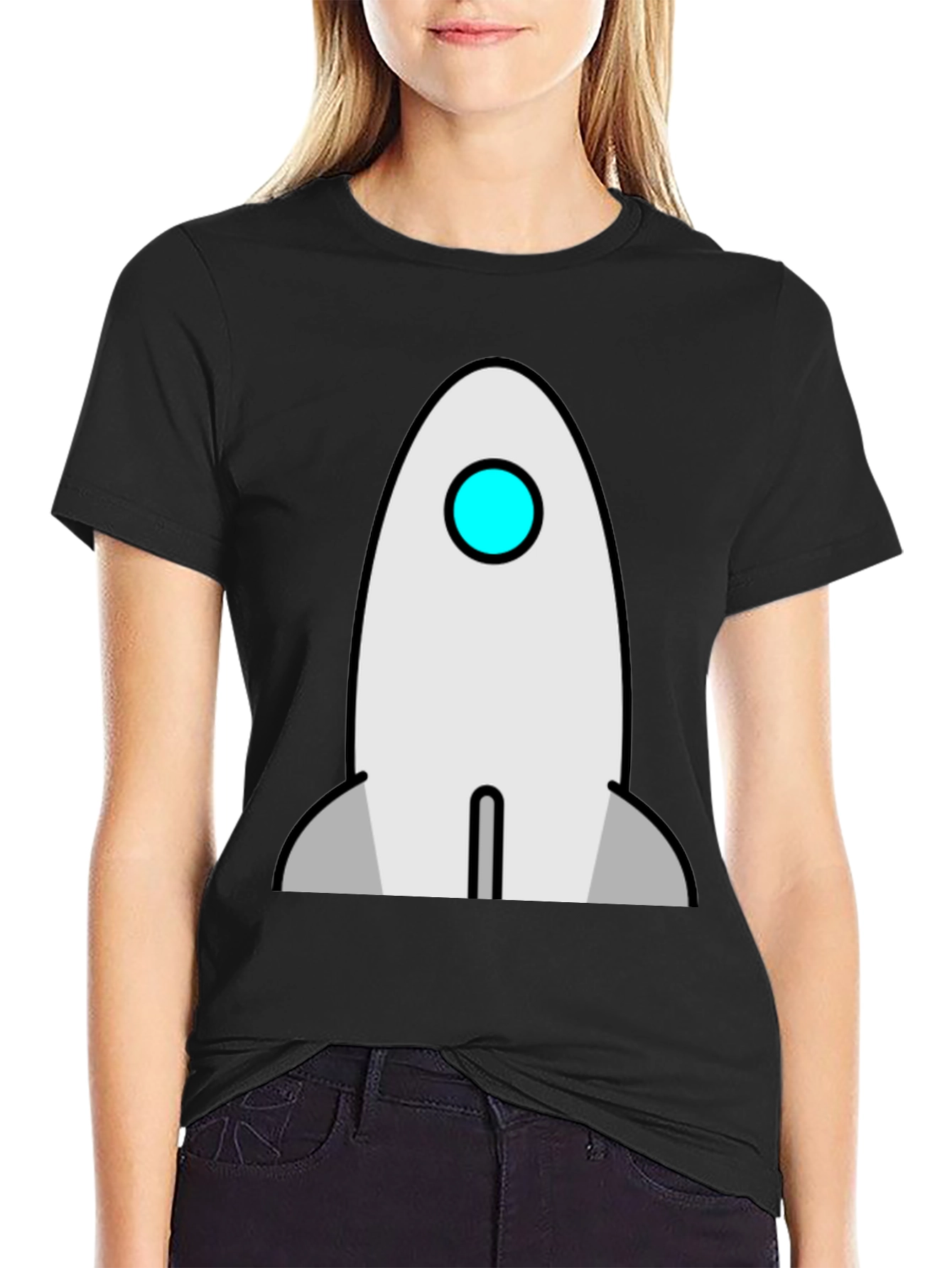 Rocket Graphic T-Shirt - Black Cotton Crew Neck Tee
