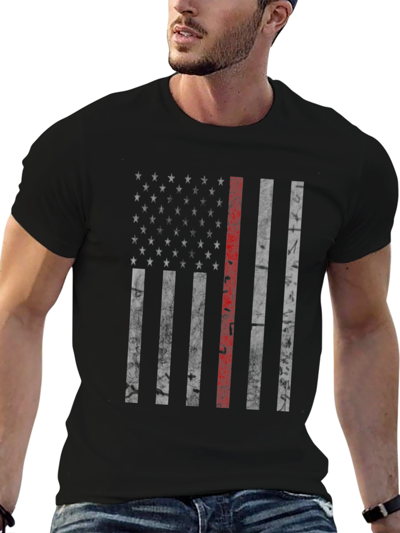 Thin Red Line American Flag Graphic Tee - Mens