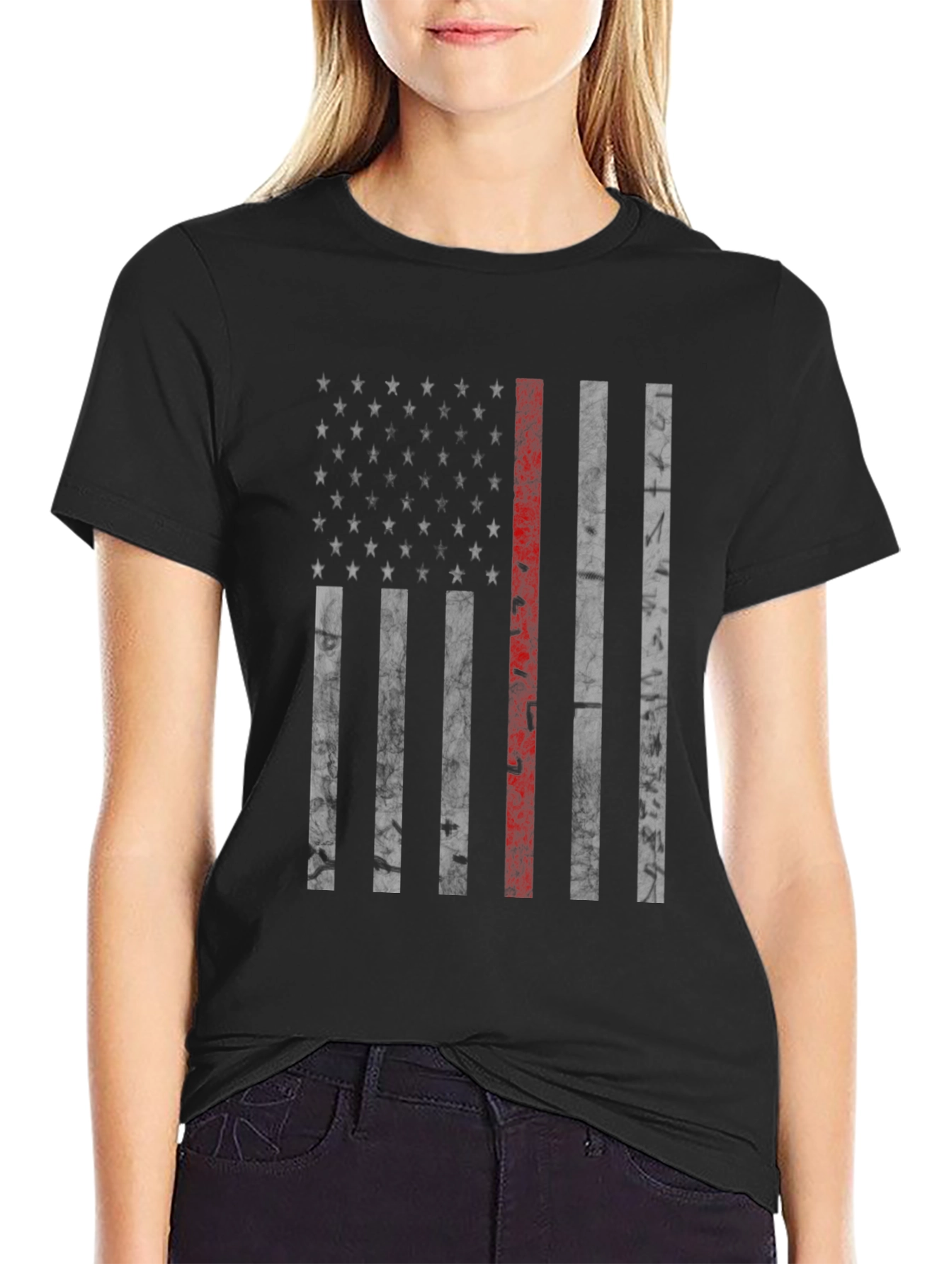 Thin Red Line American Flag Graphic Tee - Mens