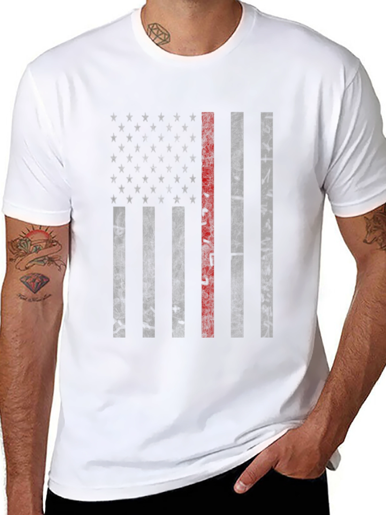Thin Red Line American Flag Graphic Tee - Mens
