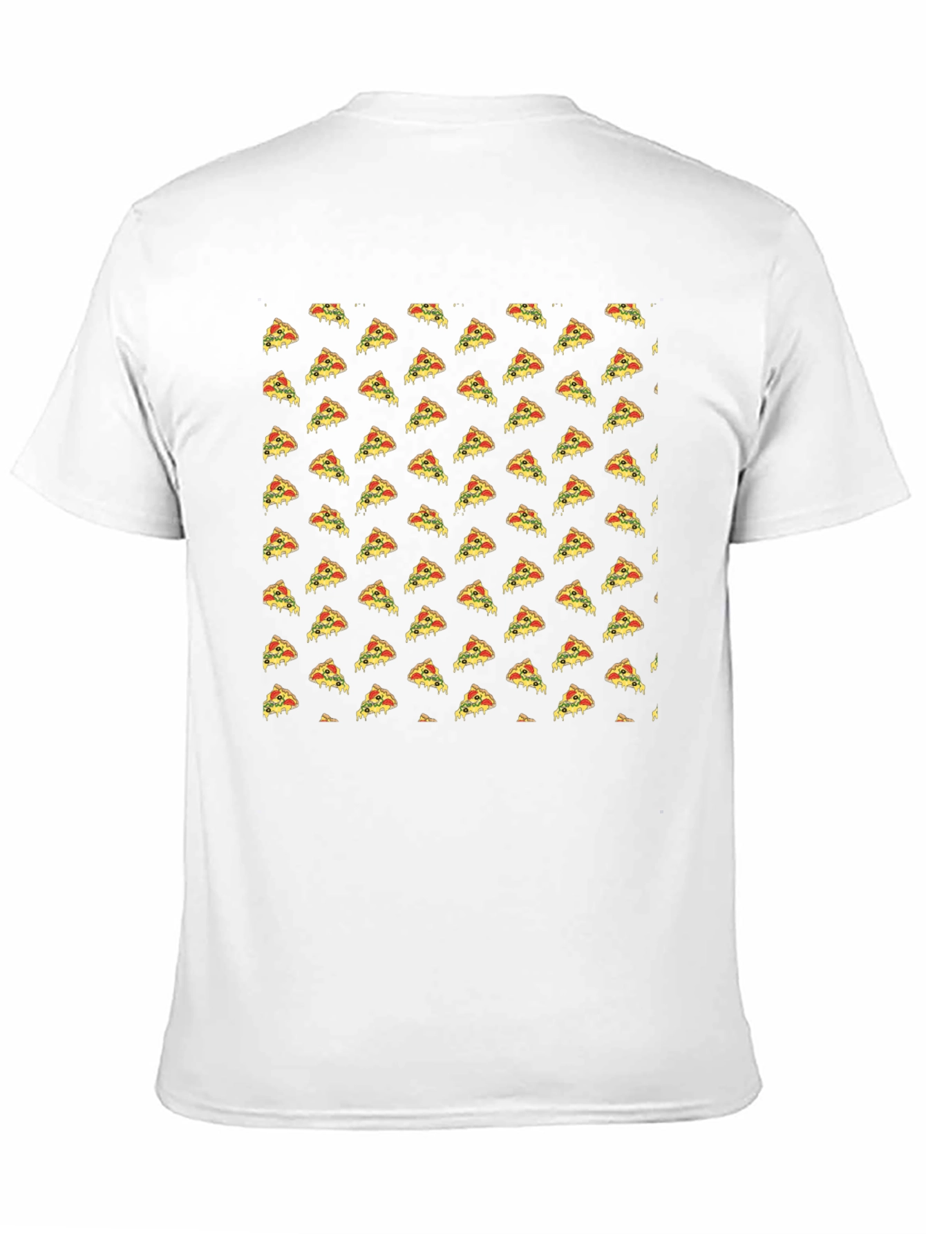 Pizza Slice Pattern Black T-Shirt