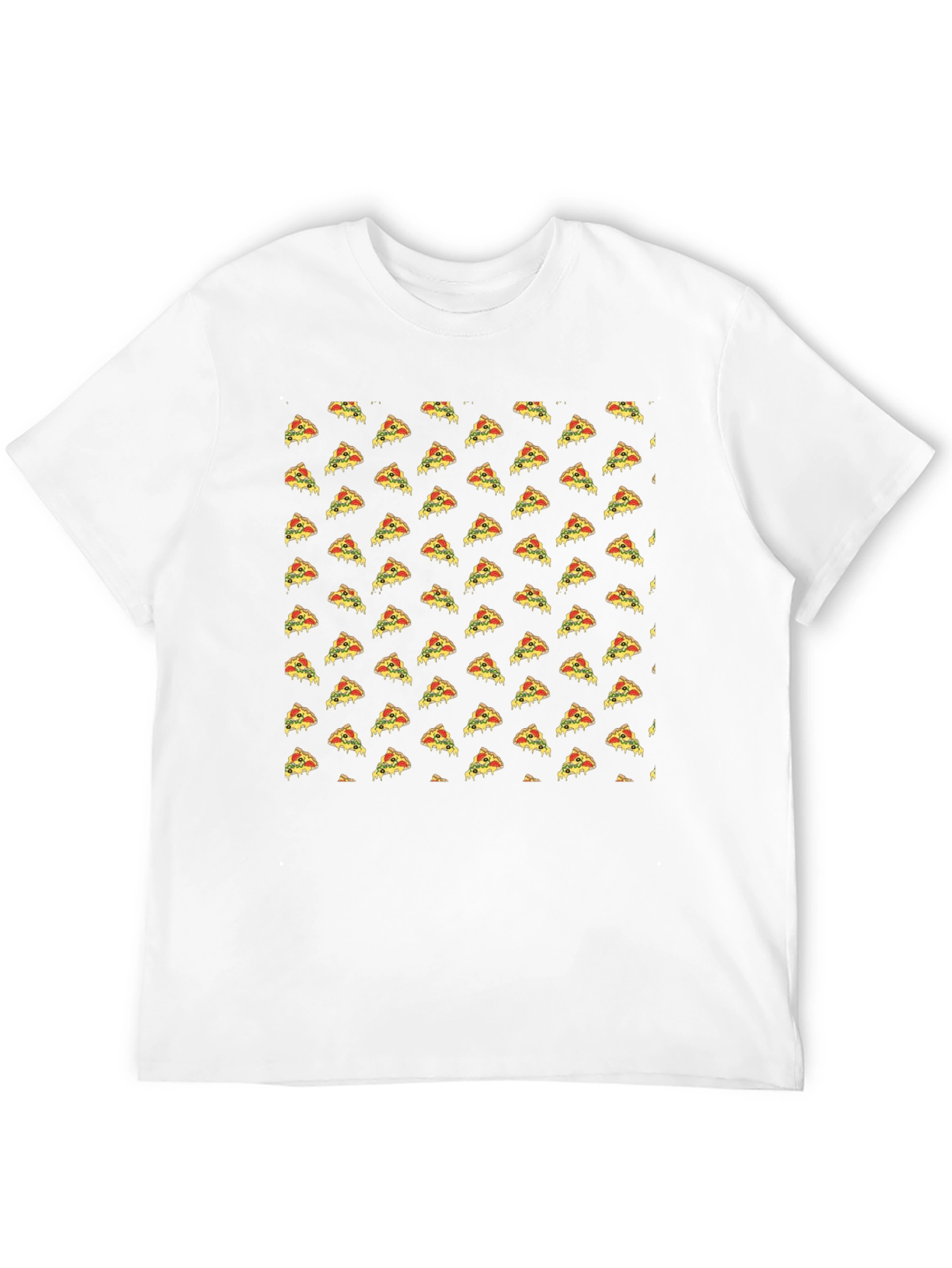 Pizza Slice Pattern Black T-Shirt
