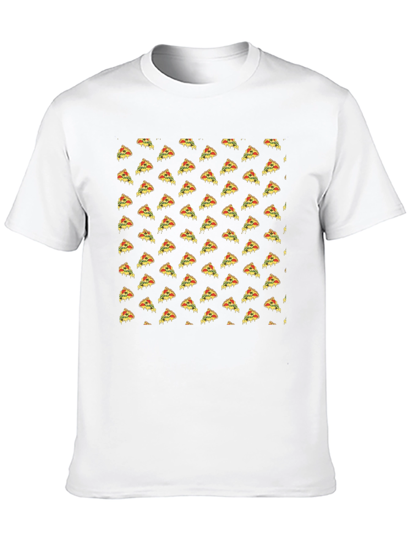 Pizza Slice Pattern Black T-Shirt