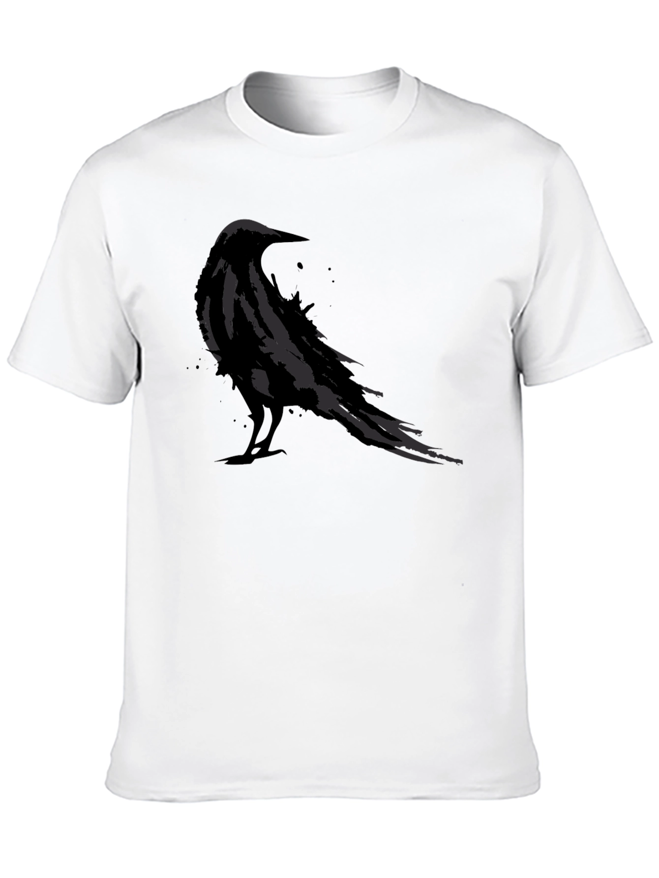 Mens Black Raven Graphic Tee - Stylish Bird Design