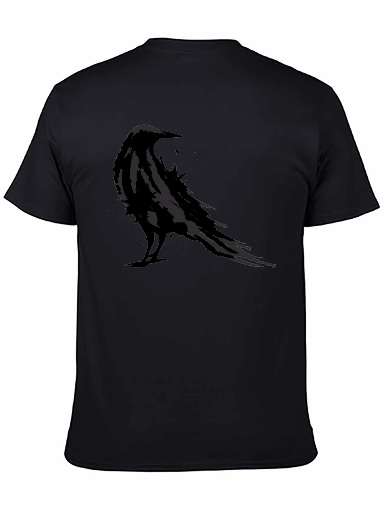 Mens Black Raven Graphic Tee - Stylish Bird Design