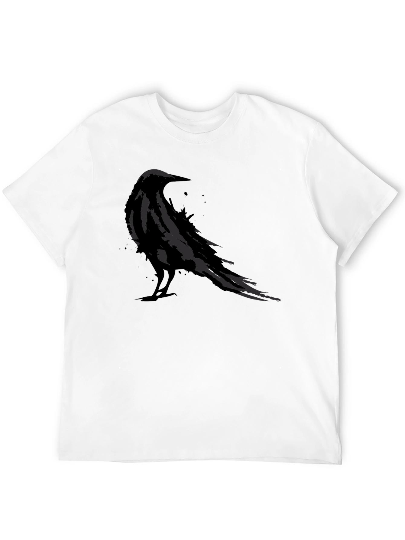 Mens Black Raven Graphic Tee - Stylish Bird Design