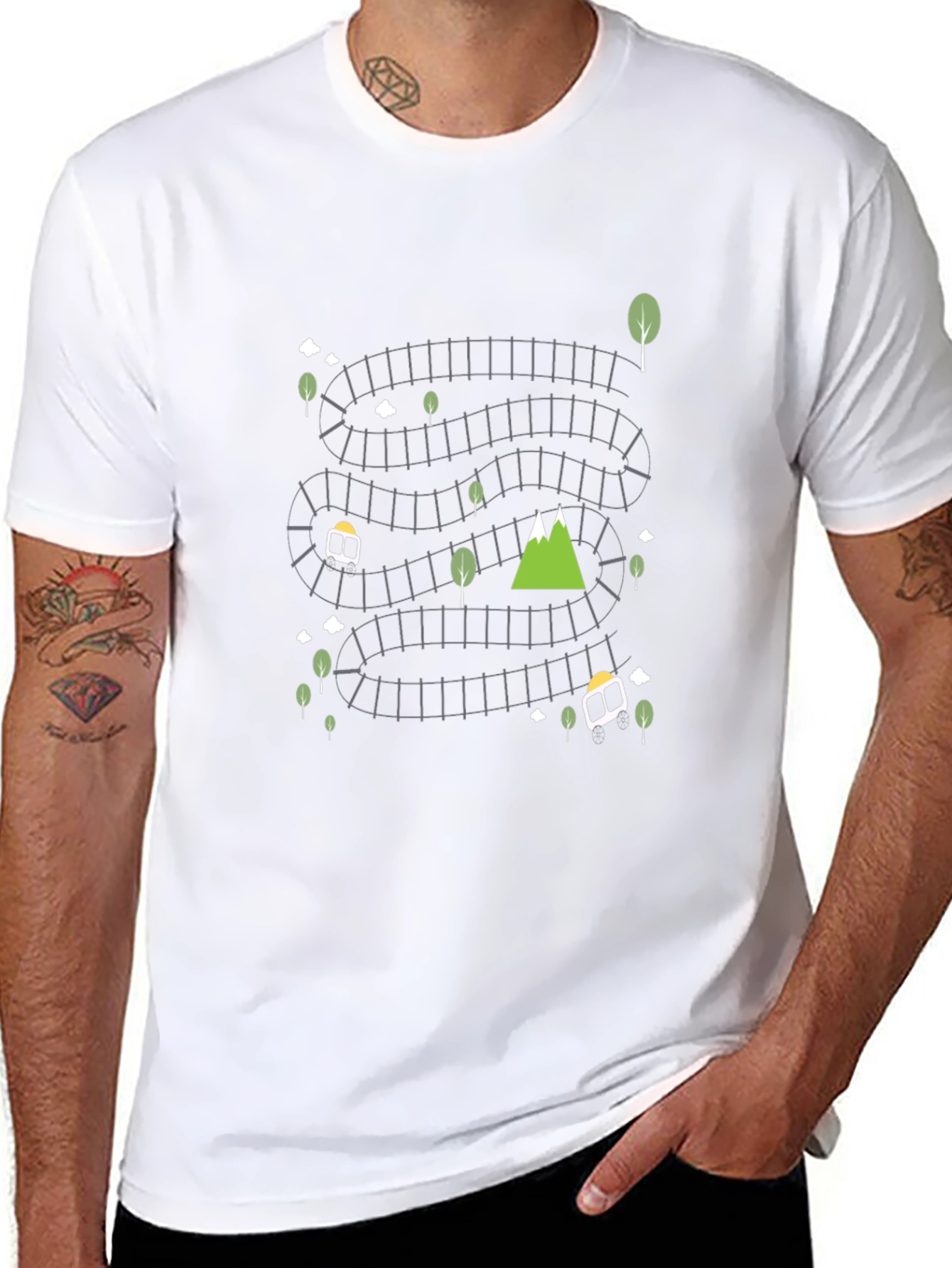 Novelty Railroad Graphic Tee - Quirky & Comfortable