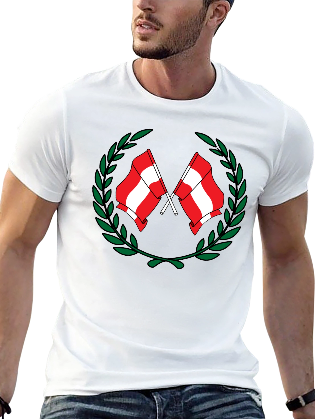 Austria Flag Laurel Wreath Graphic Tee