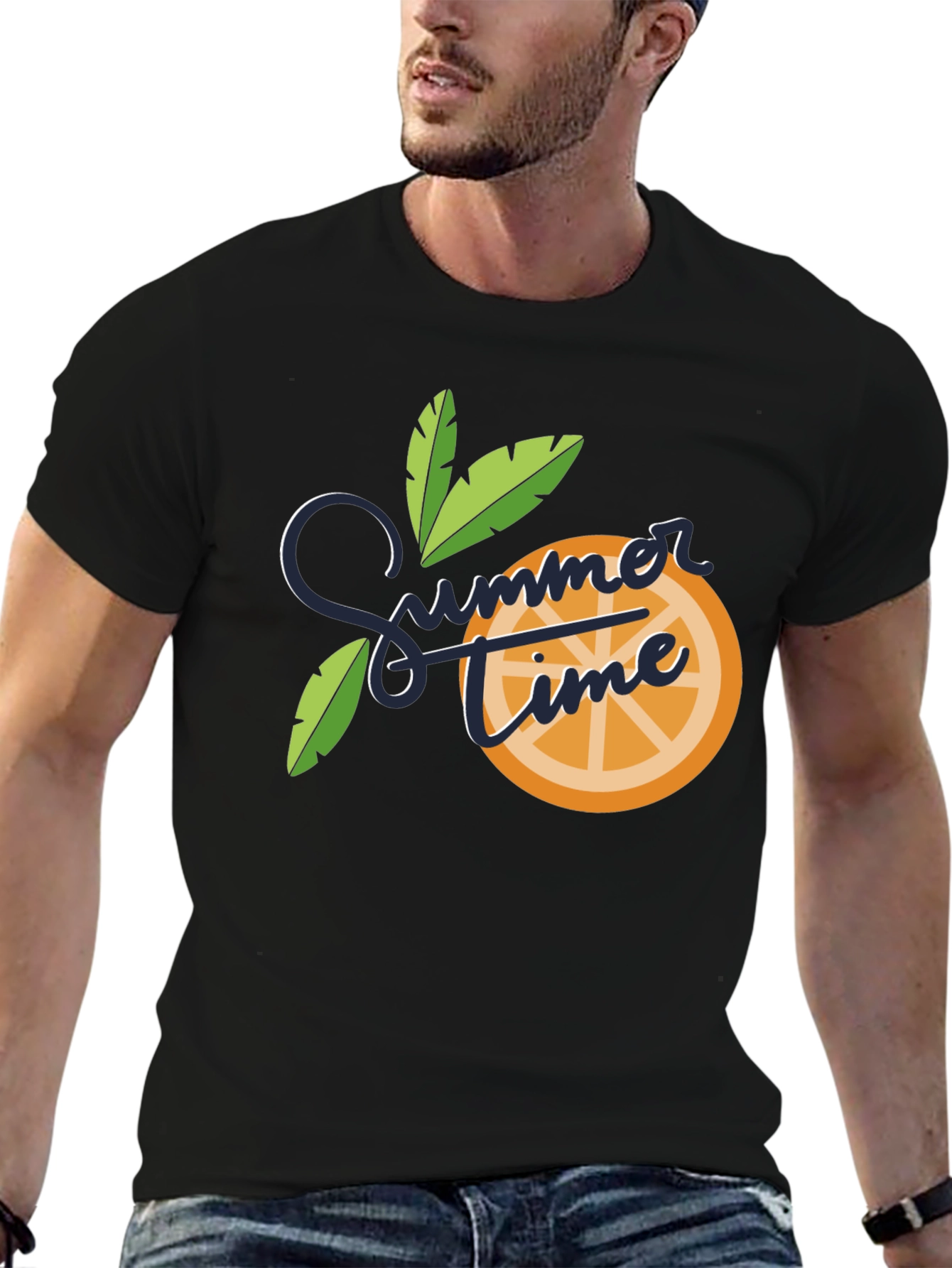 Summer Time Graphic Tee - Black Cotton Blend