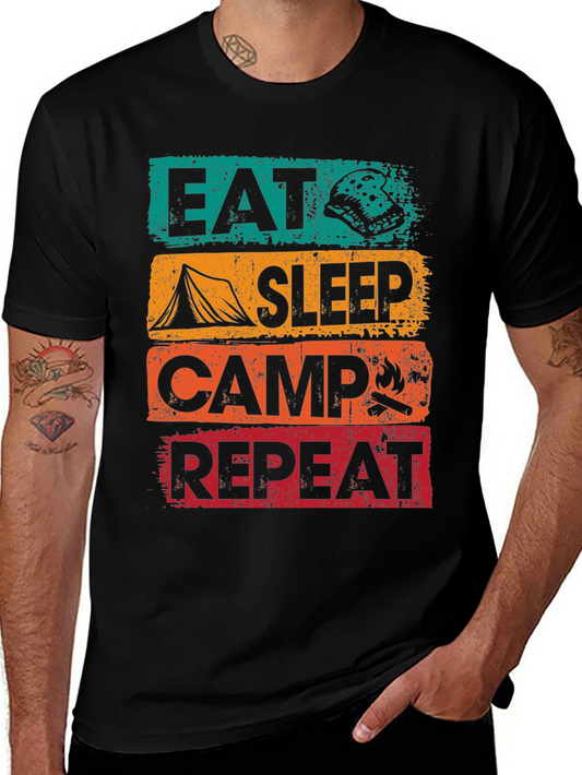 Eat Sleep Camp Repeat T-Shirt - Outdoor Adventure Tee