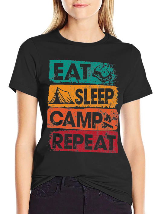 Eat Sleep Camp Repeat T-Shirt - Outdoor Adventure Tee