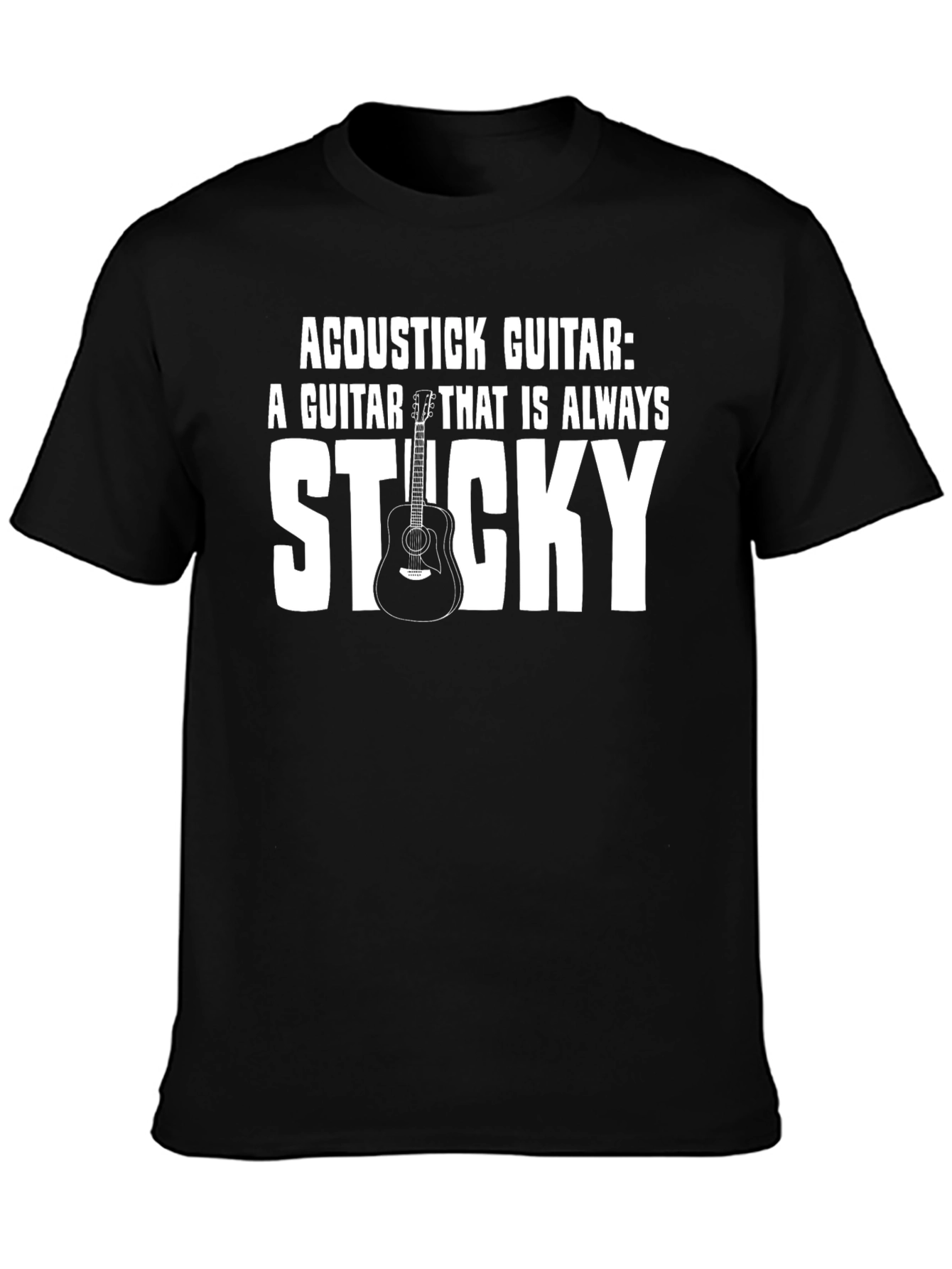 Acoustic Guitar Sticky Joke Graphic T-Shirt