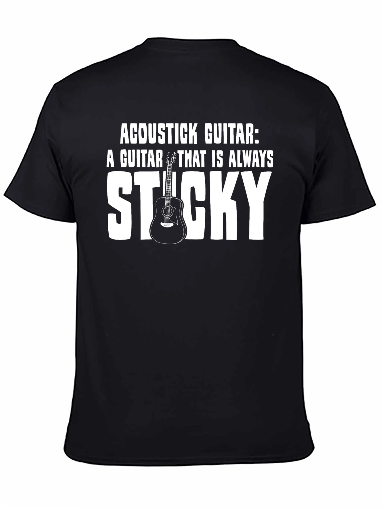 Acoustic Guitar Sticky Joke Graphic T-Shirt